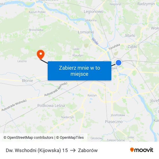 Dw. Wschodni (Kijowska) 15 to Zaborów map