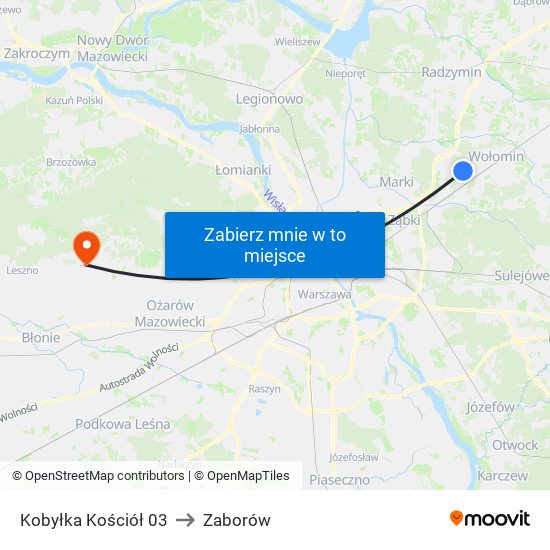 Kobyłka Kościół 03 to Zaborów map