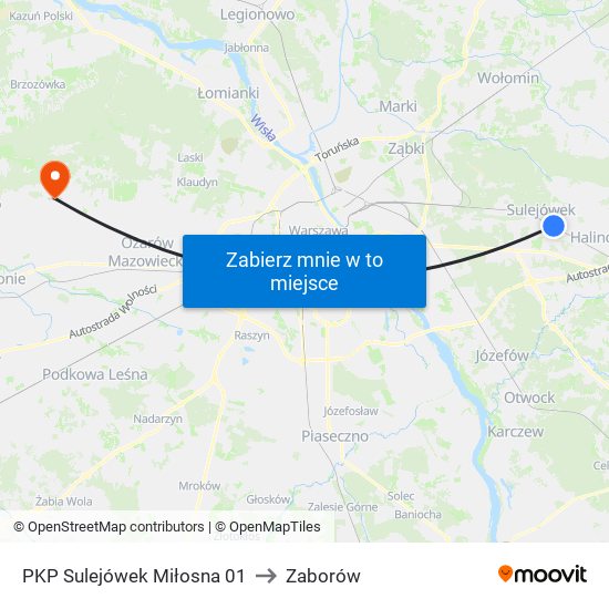 PKP Sulejówek Miłosna 01 to Zaborów map