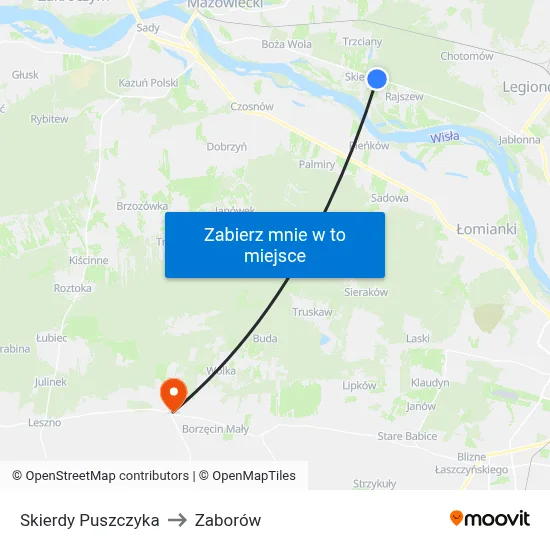 Skierdy Puszczyka to Zaborów map