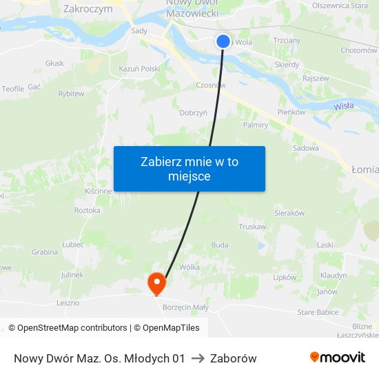 Nowy Dwór Maz. Os. Młodych 01 to Zaborów map