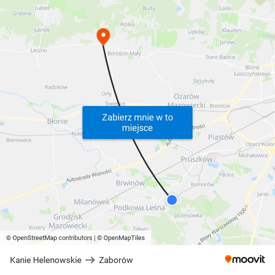 Kanie Helenowskie to Zaborów map