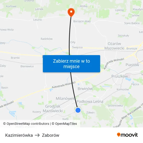Kazimierówka to Zaborów map