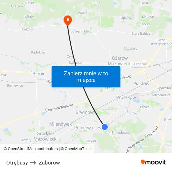 Otrębusy to Zaborów map