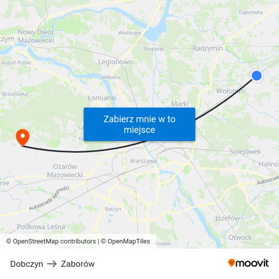 Dobczyn to Zaborów map