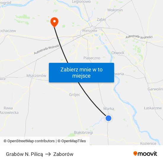 Grabów N. Pilicą to Zaborów map