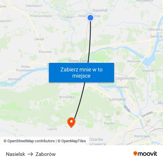 Nasielsk to Zaborów map