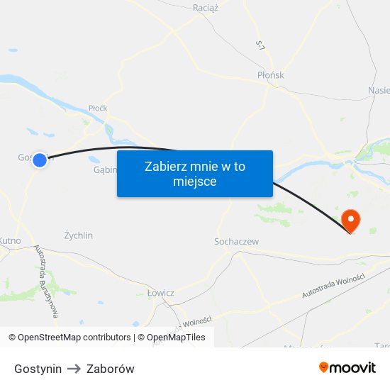 Gostynin to Zaborów map