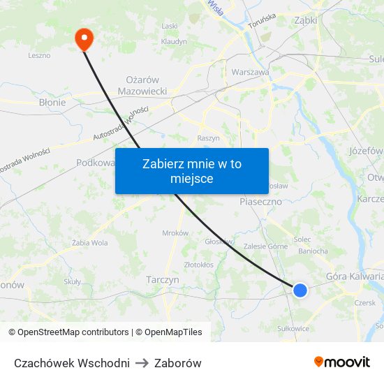 Czachówek Wschodni to Zaborów map