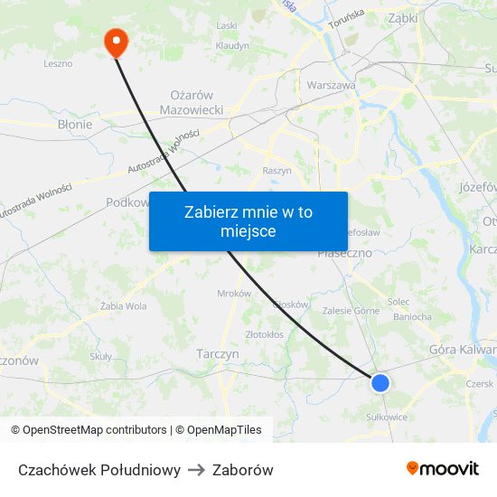 Czachówek Południowy to Zaborów map