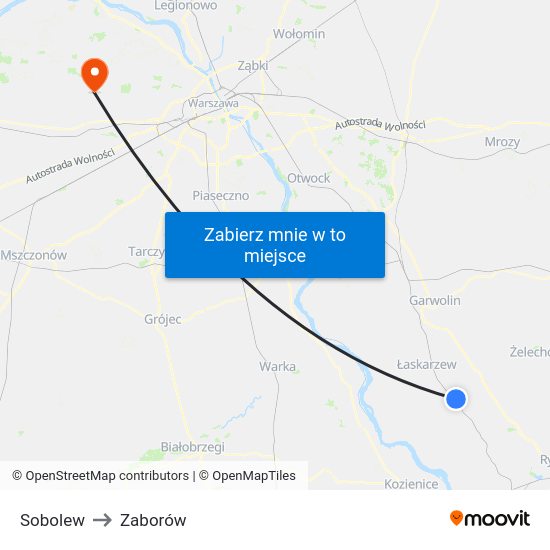 Sobolew to Zaborów map