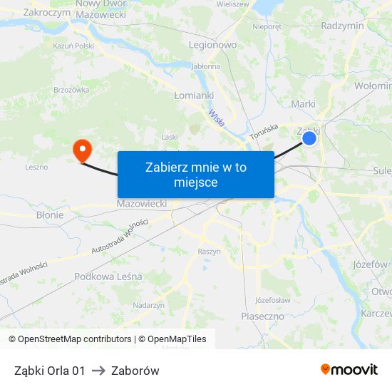 Ząbki Orla 01 to Zaborów map