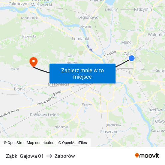 Ząbki Gajowa 01 to Zaborów map