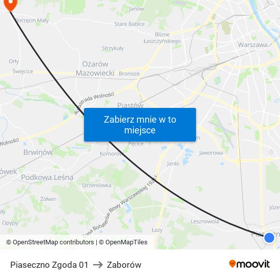 Piaseczno Zgoda 01 to Zaborów map