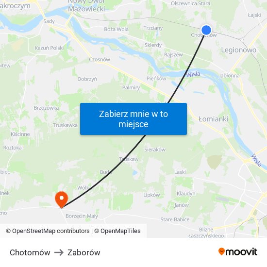 Chotomów to Zaborów map