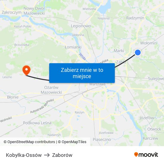 Kobyłka-Ossów to Zaborów map