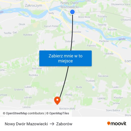 Nowy Dwór Mazowiecki to Zaborów map