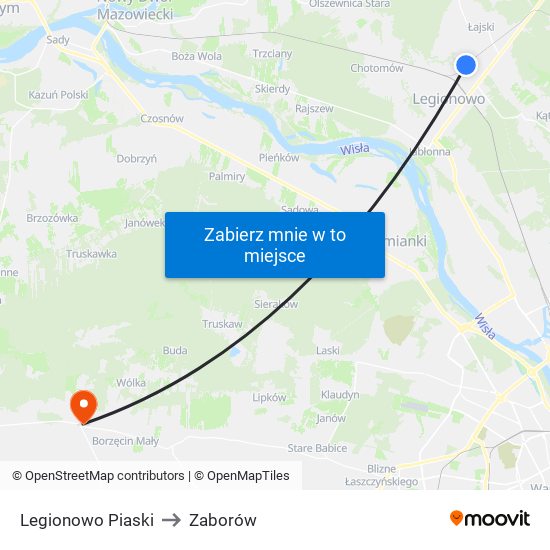 Legionowo Piaski to Zaborów map