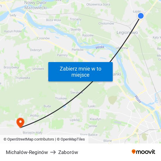 Michałów-Reginów to Zaborów map