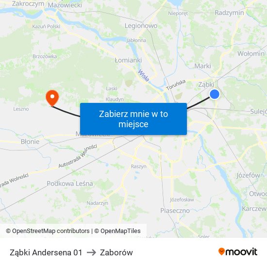 Ząbki Andersena 01 to Zaborów map