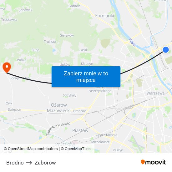 Bródno to Zaborów map