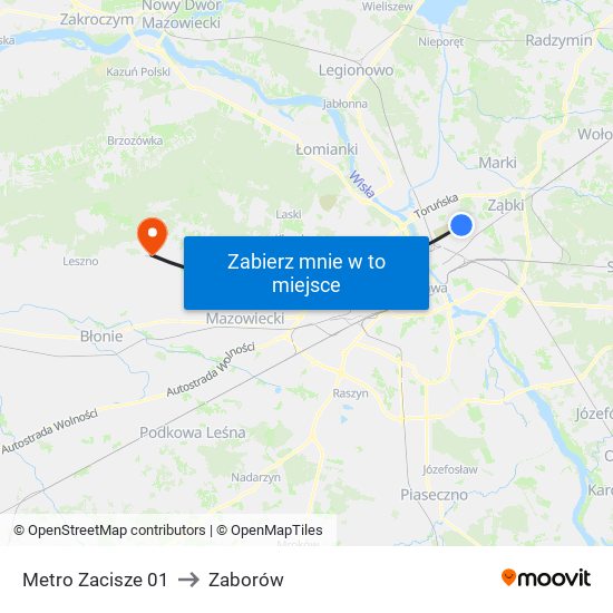 Metro Zacisze to Zaborów map