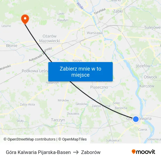 Góra Kalwaria Pijarska - Basen to Zaborów map