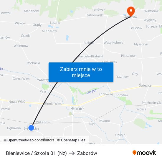 Bieniewice / Szkoła to Zaborów map