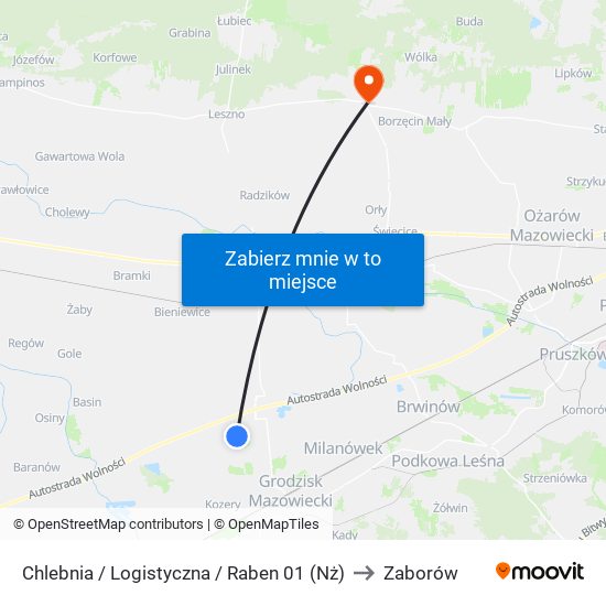 Chlebnia / Logistyczna / Raben (Nż) to Zaborów map