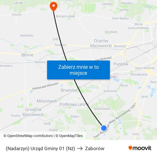 (Nadarzyn) Urząd Gminy 01 (Nż) to Zaborów map