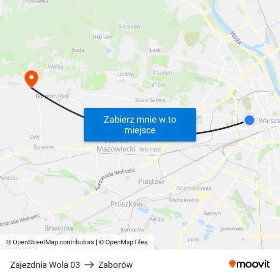 Zajezdnia Wola 03 to Zaborów map