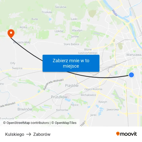 Kulskiego to Zaborów map