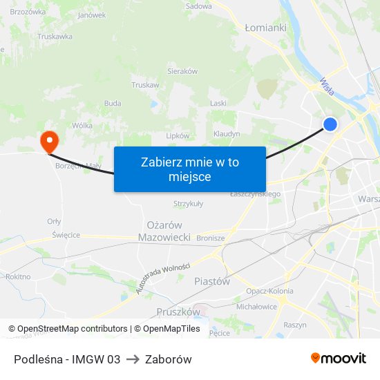 Podleśna-Imgw to Zaborów map