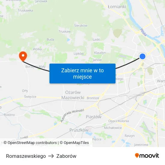 Romaszewskiego to Zaborów map