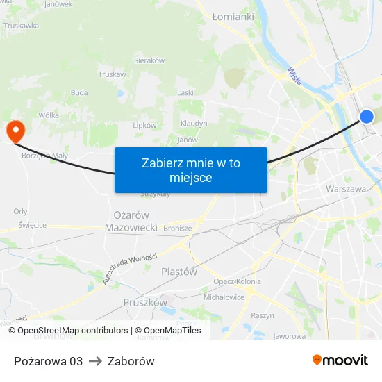 Pożarowa to Zaborów map