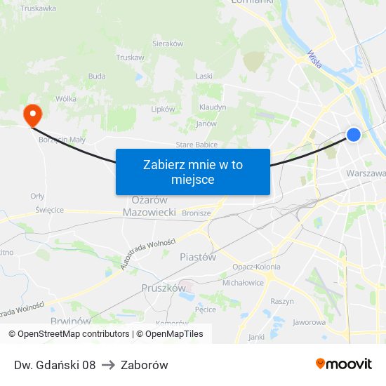 Dw. Gdański 08 to Zaborów map