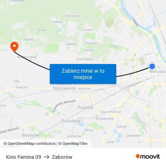 Kino Femina to Zaborów map