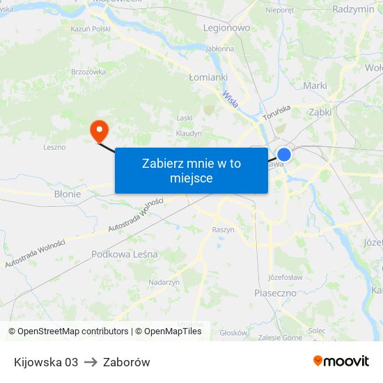 Kijowska to Zaborów map