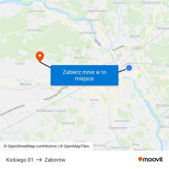 Kickiego 01 to Zaborów map