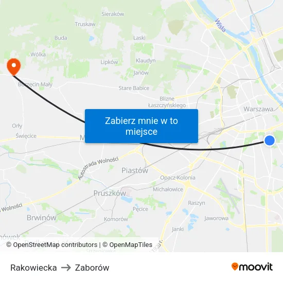 Rakowiecka to Zaborów map