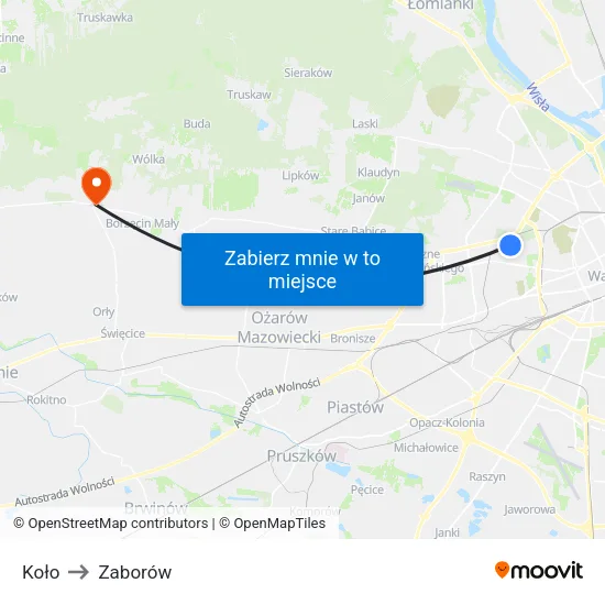 Koło to Zaborów map