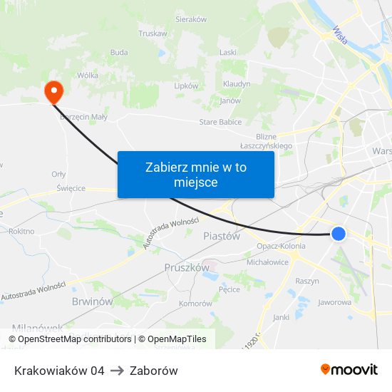 Krakowiaków 04 to Zaborów map