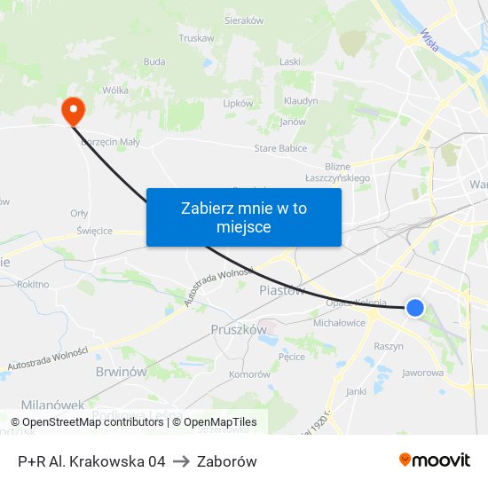 P+R Al. Krakowska 04 to Zaborów map