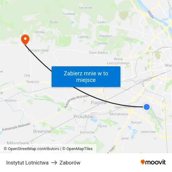 Instytut Lotnictwa to Zaborów map