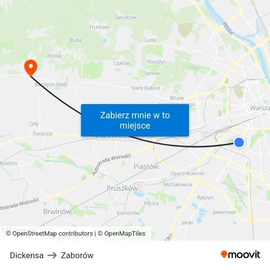 Dickensa to Zaborów map