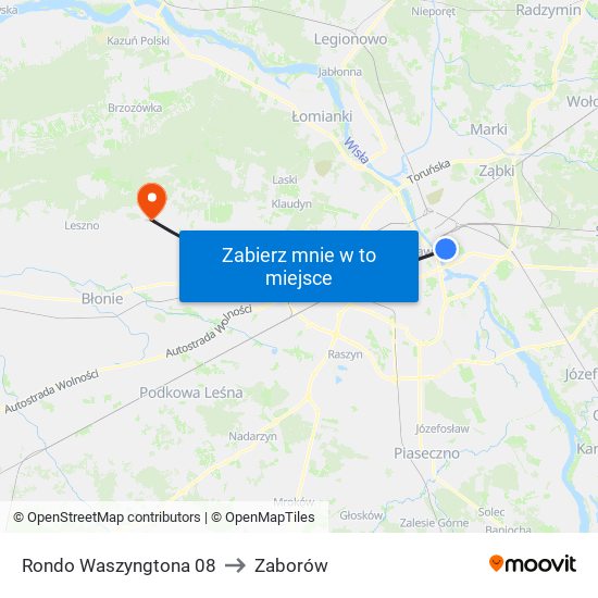 Rondo Waszyngtona 08 to Zaborów map