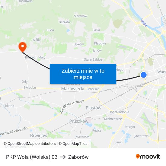 PKP Wola (Wolska) 03 to Zaborów map