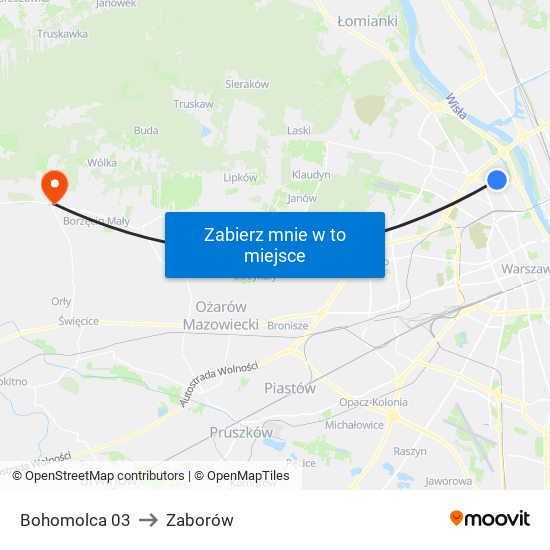 Bohomolca to Zaborów map