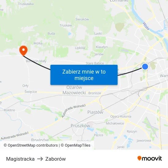 Magistracka to Zaborów map