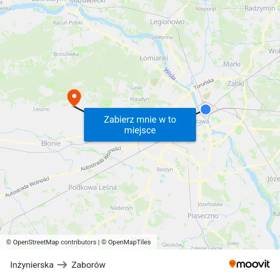 Inżynierska to Zaborów map